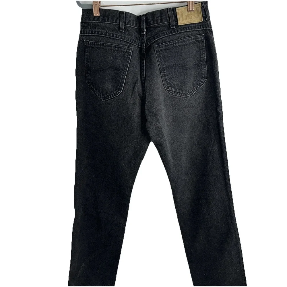Vintage 90s Women Lee Jeans Size 6 /28High Rise  Faded Black Denim Jeans‎
